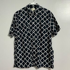 J CREW Short-sleeve slub cotton camp-collar nautical shirt size M